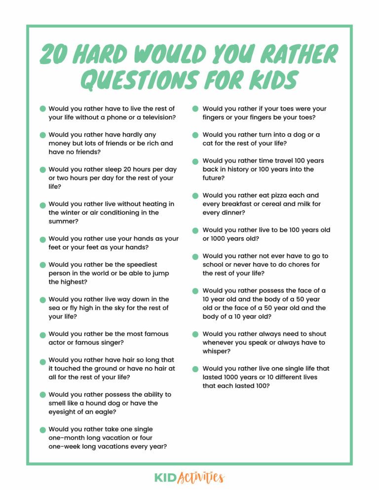 would you rather questions for kids